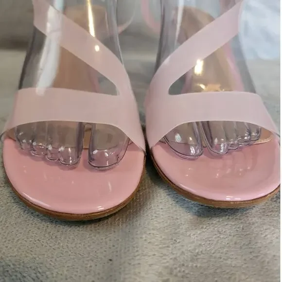 Gianvito Rossi Metropolis Pale Pink PVC Heels Open Toe Size 11 / IT 41 - Picture 8 of 9